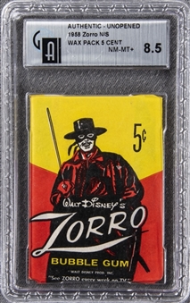 1958 Topps "Zorro" Unopened Five-Cent Wax Pack – GAI NM-MT+ 8.5